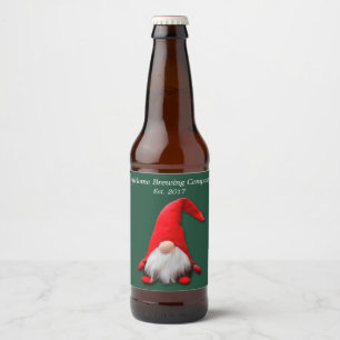 Étiquette Pour Bouteilles De Bière Noël rouge drôle de gnome