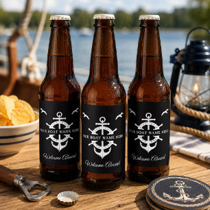 Étiquette Pour Bouteilles De Bière Nom de bateau personnalisé Bateau à roue ancre Nai