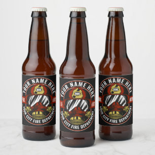 Étiquette Pour Bouteilles De Bière NOM DE LA Personnaliser Secourt d'incendie du masq