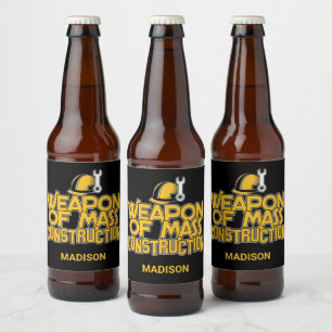 Étiquette Pour Bouteilles De Bière Nom personnalisé amusant Travailleur de constructi