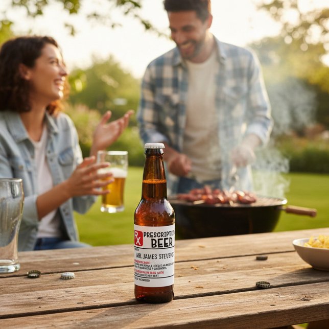 Étiquette Pour Bouteilles De Bière Nom personnalisé de la prescription de bière amusa (Créateur téléchargé)