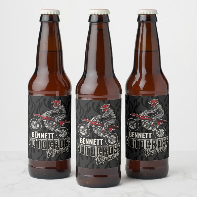 Étiquette Pour Bouteilles De Bière Nom personnalisé Dirt Vélo Rider Motocross Racing (Bouteilles)