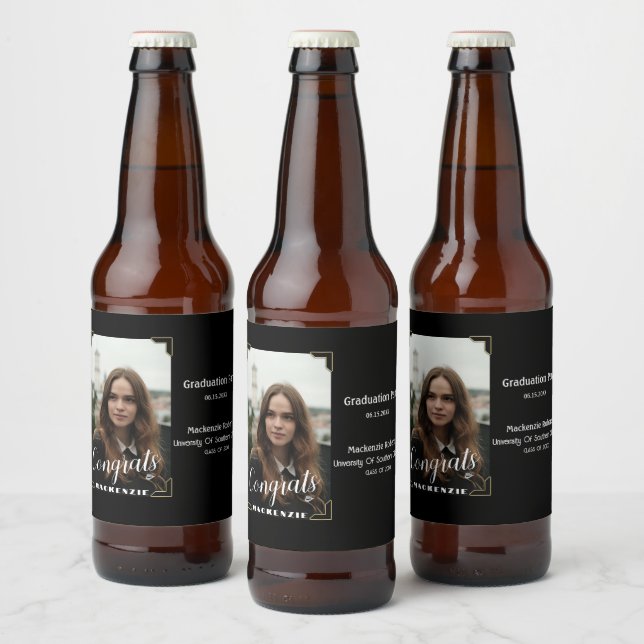 Étiquette Pour Bouteilles De Bière Nom personnalisé, Partie de graduation photo (Bouteilles)