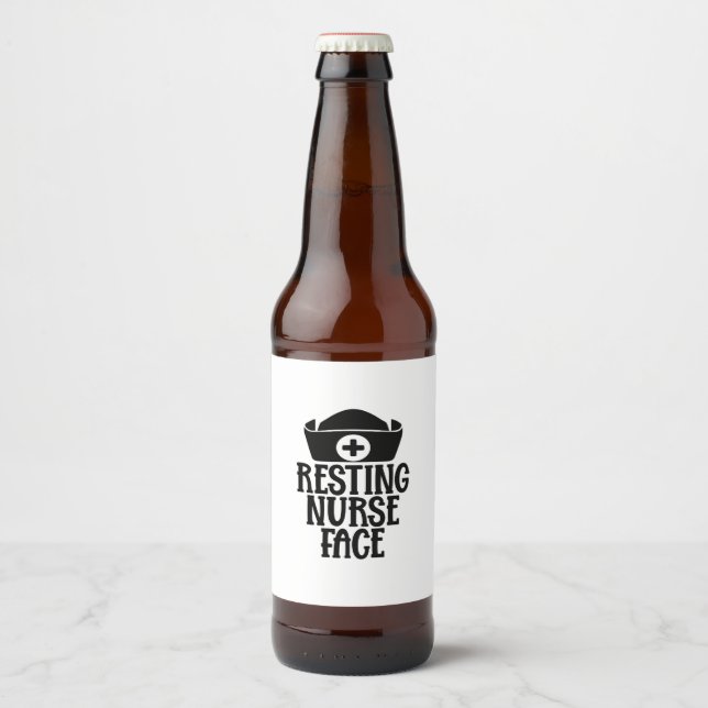 Étiquette Pour Bouteilles De Bière Nurse Gift Resting Nurse Face (Devant)