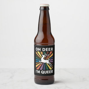 Étiquette Pour Bouteilles De Bière Oh Deer Je suis Queer Rainbow LGBT Pride Gay Lesbi