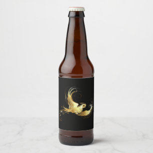 Étiquette Pour Bouteilles De Bière Oiseau d'or sur Arrière - plan noir