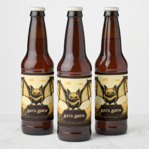 Étiquette Pour Bouteilles De Bière Or de chauve-souris vampire