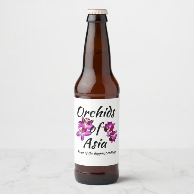 Étiquette Pour Bouteilles De Bière Orchidées d'Asie (Devant)