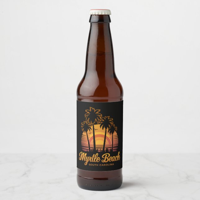Étiquette Pour Bouteilles De Bière Palm Tree Sunset sud Carolina Myrtle Beach (Devant)