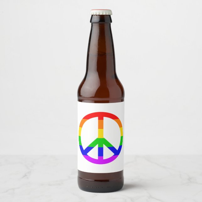 Étiquette Pour Bouteilles De Bière Panneau de paix Rainbow (Devant)