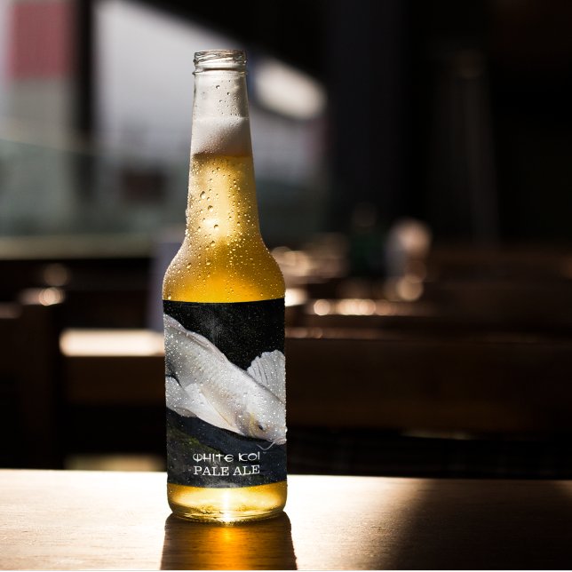 Étiquette Pour Bouteilles De Bière Papillon blanc Koi photo personnalisée (In Situ)