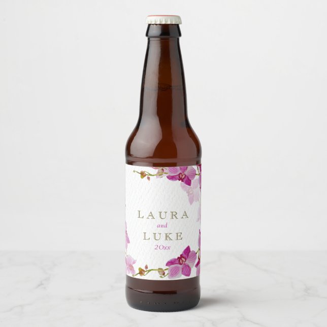 Étiquette Pour Bouteilles De Bière Paradis des orchidées, Floral (Devant)