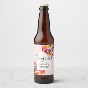 Étiquette Pour Bouteilles De Bière Parti de graduation florale rose Boho Arch moderne
