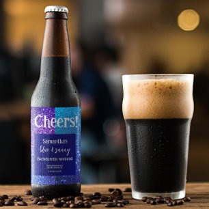 Étiquette Pour Bouteilles De Bière Parties scintillant bleue Bachelorette