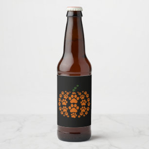 Étiquette Pour Bouteilles De Bière Patte Citrouille Empreinte de Patte de Chien Actio