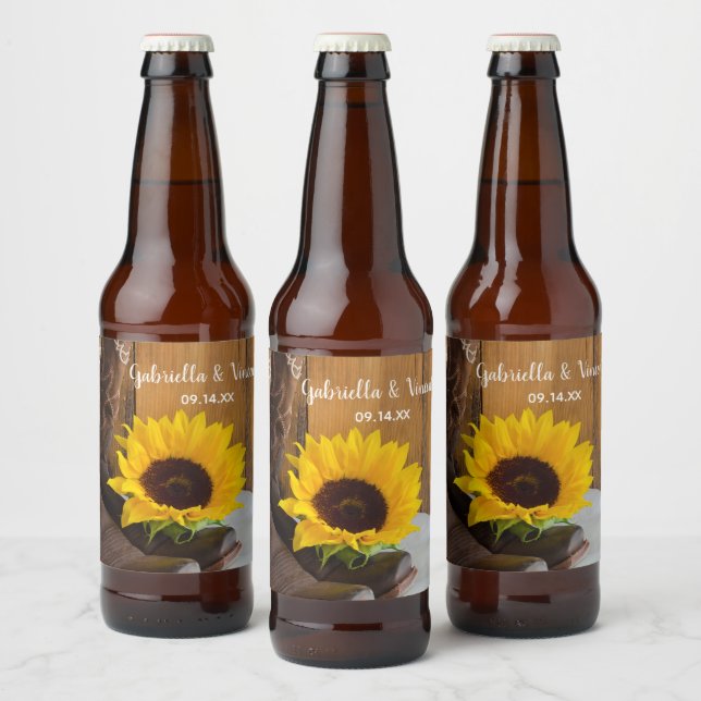 Étiquette Pour Bouteilles De Bière Pays Sunflower Mariage Ouest (Bouteilles)