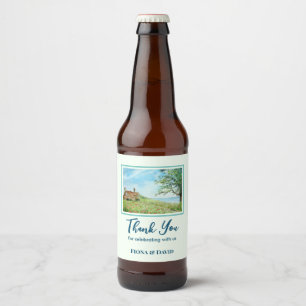Étiquette Pour Bouteilles De Bière Paysage du terrain de pavot à chauffage domestique