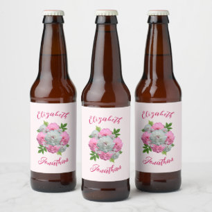 Étiquette Pour Bouteilles De Bière Peony Bouquet Mariage