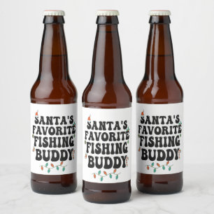 Étiquette Pour Bouteilles De Bière Père Noël Favori Pêche Buddy Funny Christmas Papa
