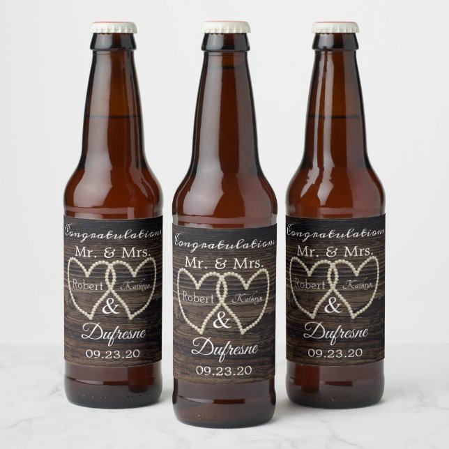 Étiquette Pour Bouteilles De Bière Perles Rustiques Mariage/Anniversaire (Bouteilles)