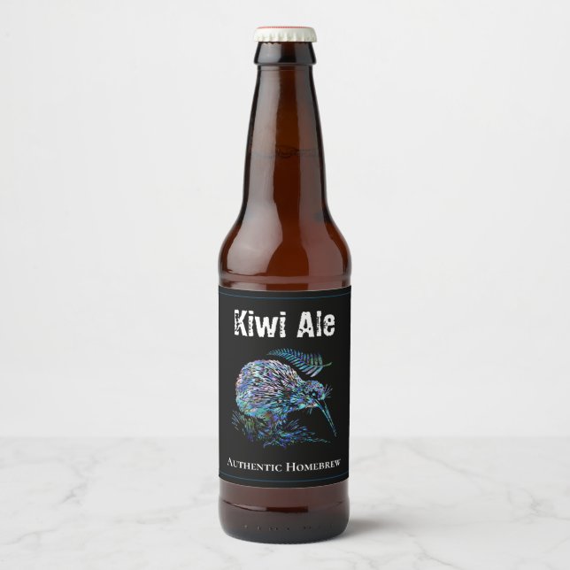 ÉTIQUETTE POUR BOUTEILLES DE BIÈRE PERSONNALISABLE KIWI NOUVELLE-ZÉLANDE (Devant)