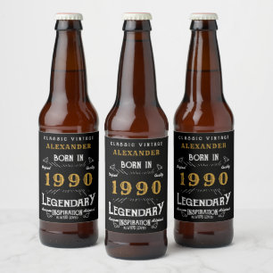 Étiquette Pour Bouteilles De Bière Personnalisé 1990 Anniversaire Ajouter Votre Nom L