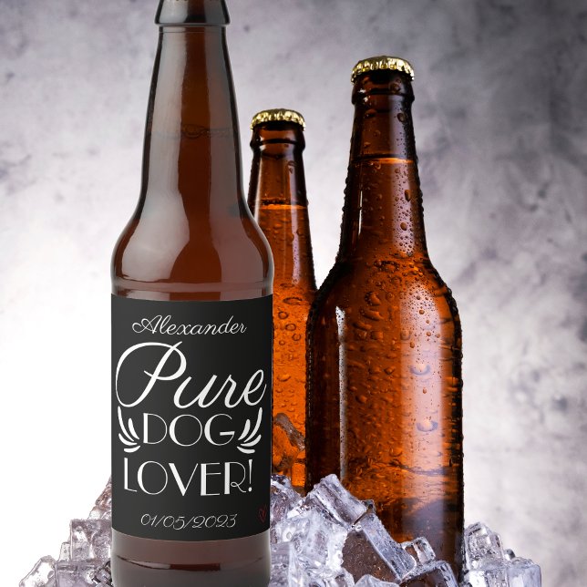 Étiquette Pour Bouteilles De Bière Personnalisé "Amoureux des chiens pur" (Personalized "Pure Dog Lover" Beer Bottle Label)