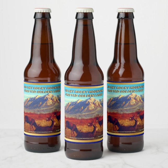 Étiquette Pour Bouteilles De Bière Personnaliser Accueil Brûlé Rocky Mountain Deer Dé (Bouteilles)