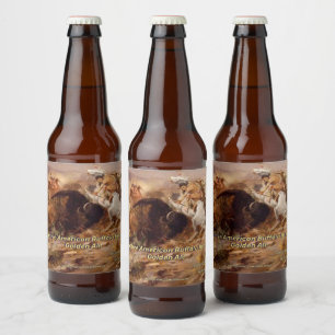 Étiquette Pour Bouteilles De Bière Personnaliser Chasse de buffle amérindienne détail