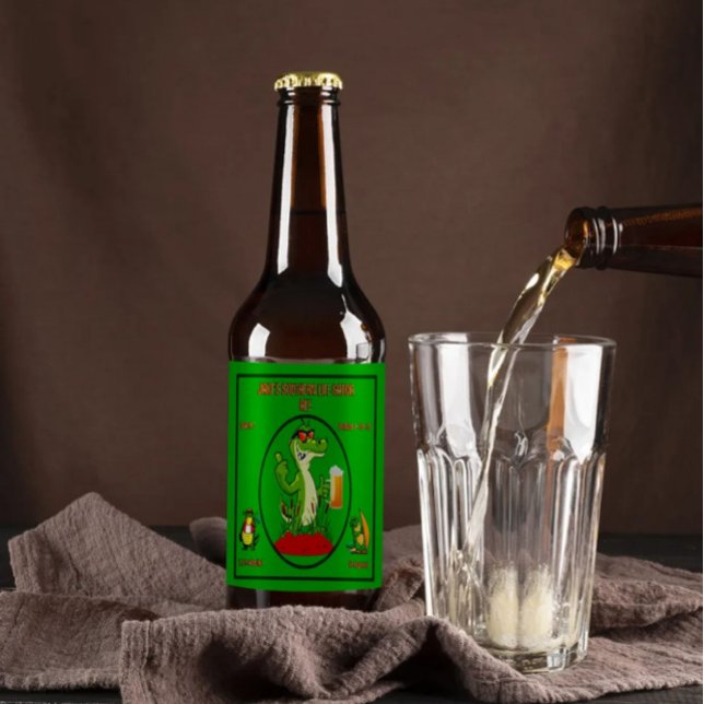 Étiquette Pour Bouteilles De Bière Personnaliser Funny Southern Gator Pêche Vent Surf (Créateur téléchargé)