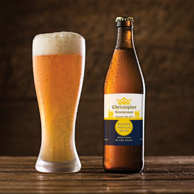 Étiquette Pour Bouteilles De Bière Personnaliser Mariage Réception Meilleur Homme Gro (Créateur téléchargé)