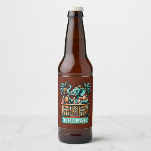 Étiquette Pour Bouteilles De Bière Personnaliser Retro Elephant Tiki Bar