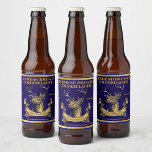 Étiquette Pour Bouteilles De Bière Personnaliser Tête de Cerf Rustique Dégustation Ma