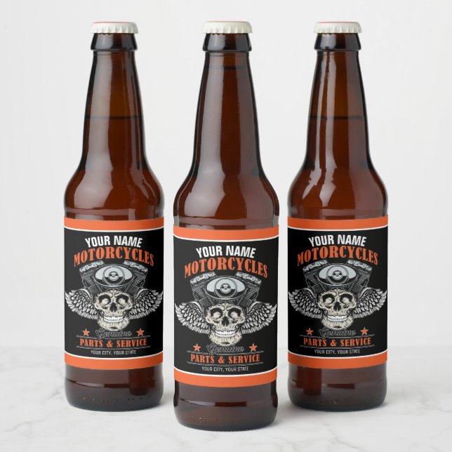Étiquette Pour Bouteilles De Bière Personnalized Biker Flying (Bouteilles)