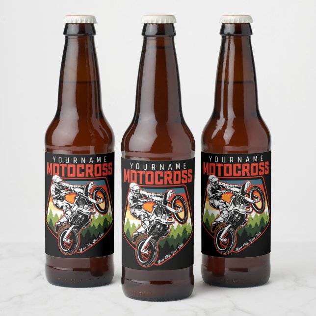 Étiquette Pour Bouteilles De Bière Personnalized Motocross (Bouteilles)