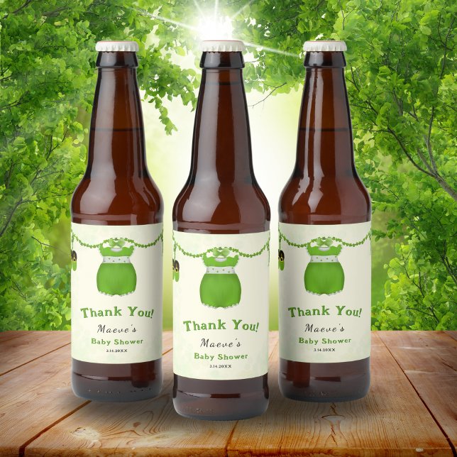 Étiquette Pour Bouteilles De Bière Petit Lucky Un Shamrock Baby Girl tenue (Créateur téléchargé)