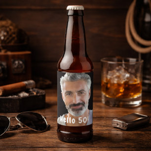 Étiquette Pour Bouteilles De Bière photo d'anniversaire 50 ans bonjour 50 les gars ho