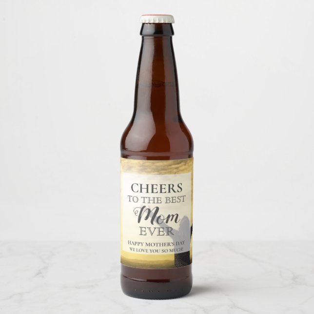 Étiquette Pour Bouteilles De Bière Photo de la fête des mères (Devant)