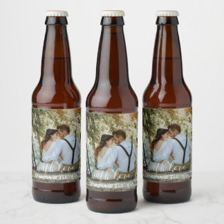 Étiquette Pour Bouteilles De Bière Photo Mariage Personnalisée Avec Calligraphie Mode