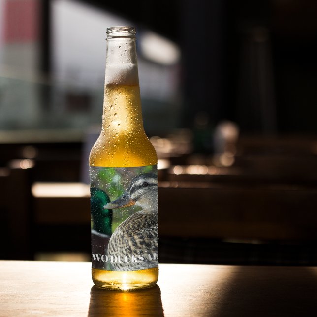 Étiquette Pour Bouteilles De Bière Photo personnalisée de la paire de canards Mallard (In Situ)