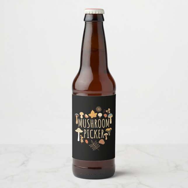 Étiquette Pour Bouteilles De Bière Picker De Champignons Fiers (Devant)