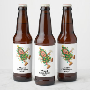 Étiquette Pour Bouteilles De Bière Pire Noël saucisse jamais ! Drôle salami