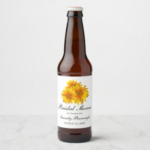 Étiquette Pour Bouteilles De Bière Pluie de Tournesols Jaune Fleurie pour Mariage