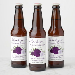 Étiquette Pour Bouteilles De Bière Plum Purple Elegant Boho Rose Mariage Merci