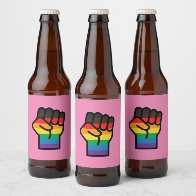 Étiquette Pour Bouteilles De Bière Poing gay pride (Bouteilles)