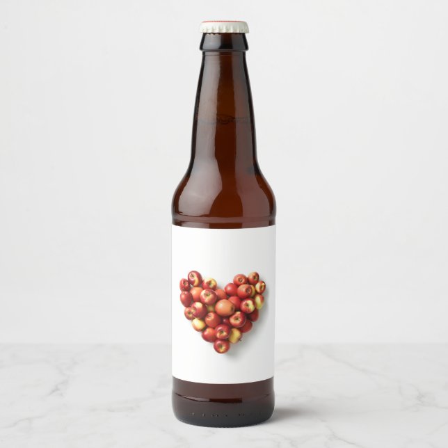 Étiquette Pour Bouteilles De Bière Pomme de cœur (Devant)