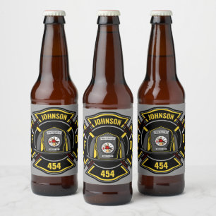 Étiquette Pour Bouteilles De Bière Pompier AJOUTER LE NOM L'équipe de Secourt du serv