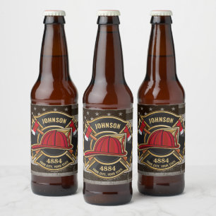 Étiquette Pour Bouteilles De Bière Pompier NOM Pompier Pompier Département d'incendie