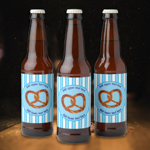 Étiquette Pour Bouteilles De Bière Pretzel sur Bavarois Bleu / Blancs - votre tex