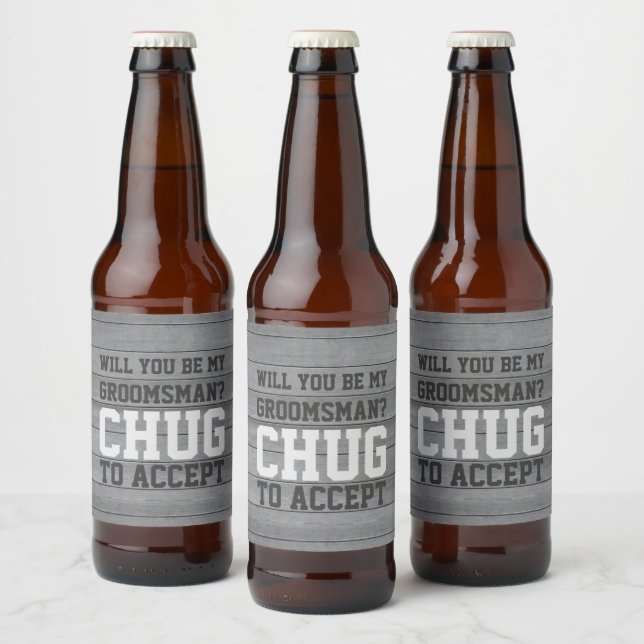 Étiquette Pour Bouteilles De Bière Proposition du Groomsman Chug pour accepter Funny  (Bouteilles)